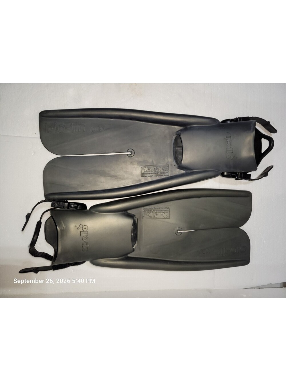 Apollo Bio-Fin Pro Diving Fins Black Size L Made In Japan